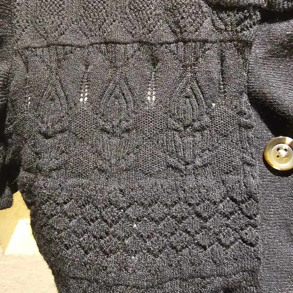 Who  What Wear M Black Sweater Cottagecore  Minimalist Romantic Vintage Retro - Picture 8 of 10